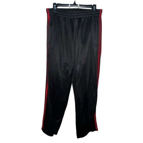 Galaxy By Harvic Mens Track Pants Size XL Black Red Side Stripe Ankle Zip Casual - Picture 1 of 10
